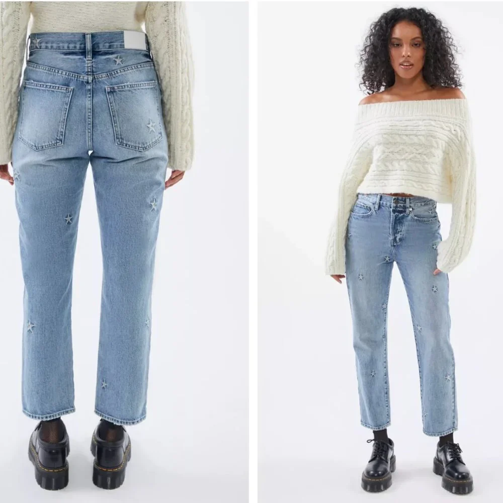 Pistola Charlie Star Embroidered Straight Leg Jean – Supernova Women's Size 29 - Picture 2 of 13